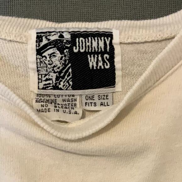 Johnny Was One Size White Boxy Off-White T-Shirt Salvage Condition for Repurpose - Picture 4 of 12